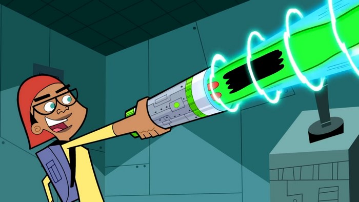 Tucker Foley from Danny Phantom holding a ghost-catching device