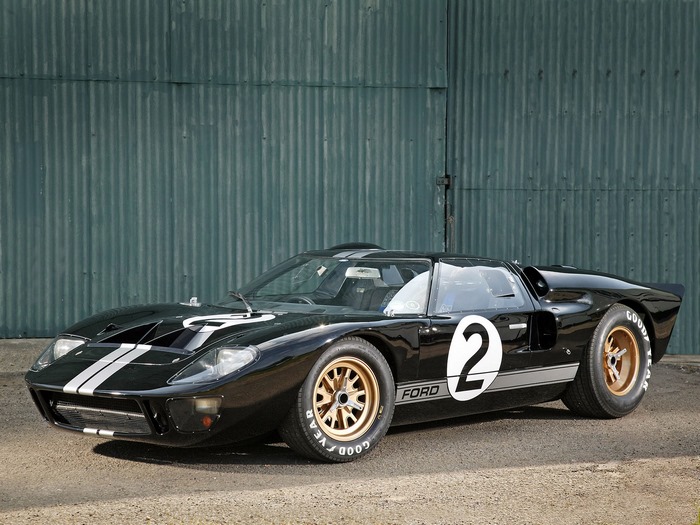 Black Ford GT40 Race Car with White Stripes