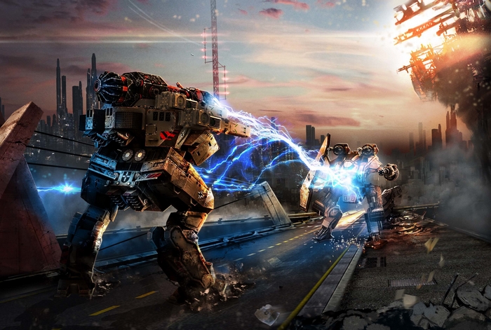 War Robots battle with lightning weapons