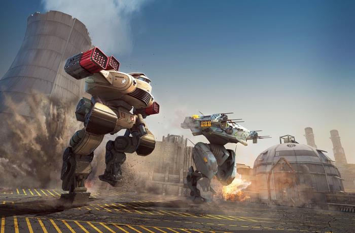War Robots battle near cooling tower