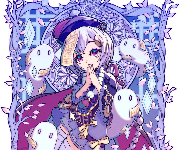 Qiqi from Genshin Impact with ghosts