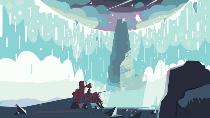 Steven Universe characters in a surreal landscape