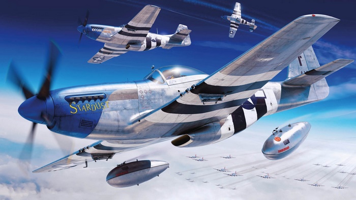 North American P-51 Mustangs in formation