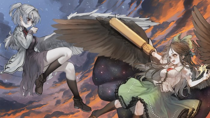 Utsuho Reiuji and Sagume Kishin from Touhou