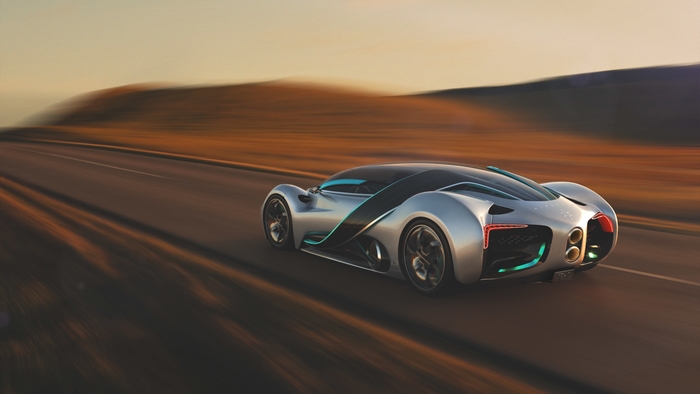 Hyperion XP-1 (2022) Silver Sport Car on Road