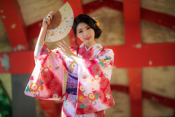 Asian 4K, Model, Fan, Black Hair, Kimono, Woman, HD Wallpaper | Rare ...