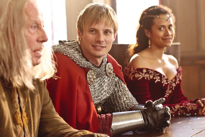 Arthur, Guinevere, and Gaius from Merlin