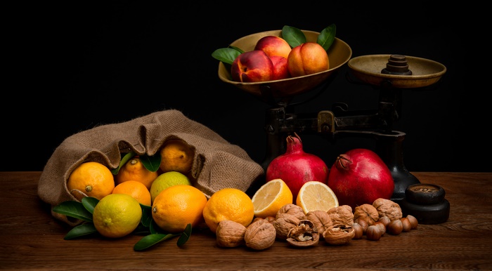 Still Life with Fruits, Nuts, and Scale