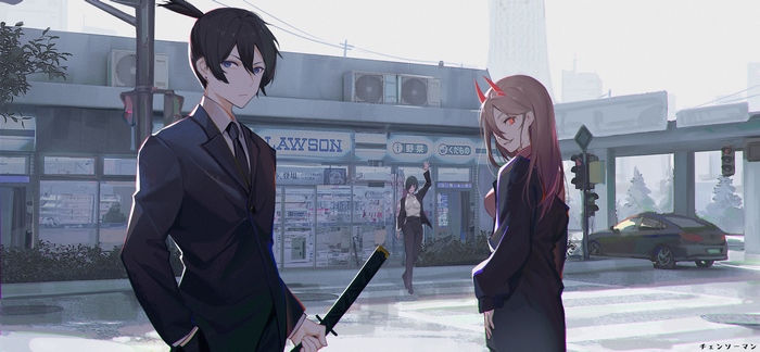 Aki Hayakawa, Power, and Himeno from Chainsaw Man