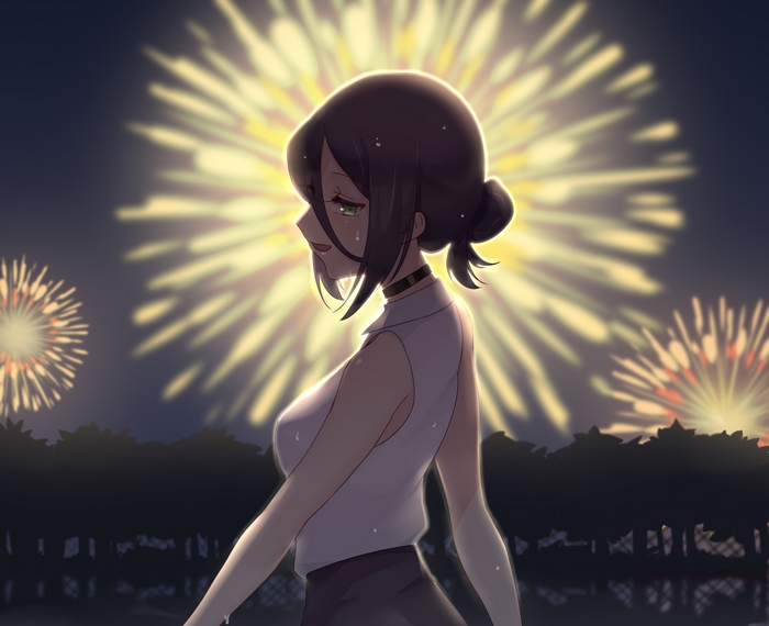 Reze from Chainsaw Man at fireworks