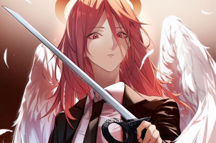 Angel Devil from Chainsaw Man holding a sword