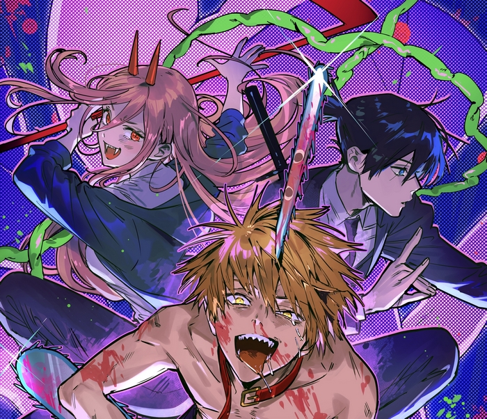 Denji, Makima and Power from Chainsaw Man