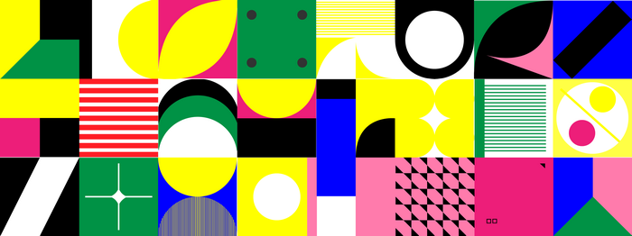 Abstract Geometric Composition with Bold Colors