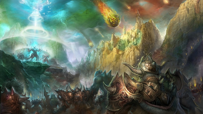 Dekaron fantasy battle with monsters and a castle