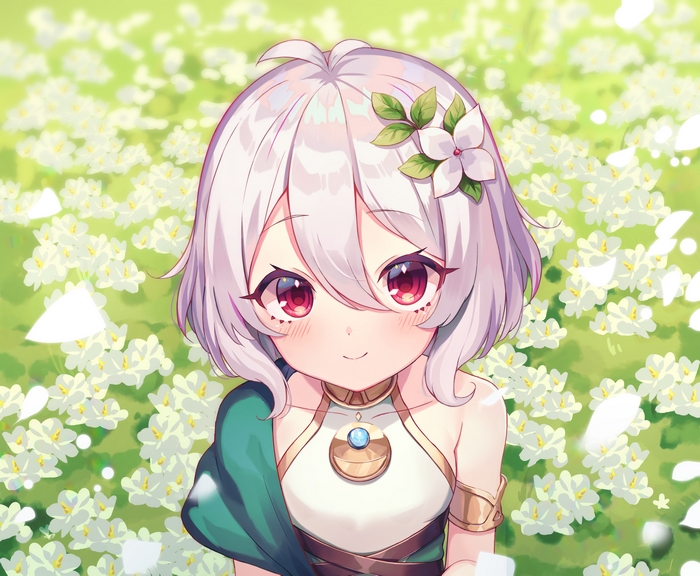 Kokoro Natsume in a field of flowers