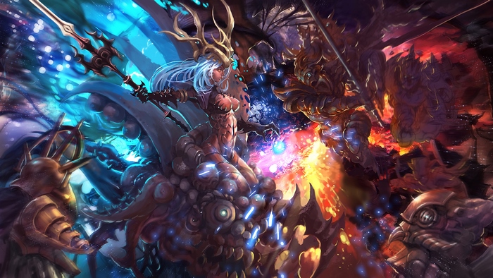 Dekaron characters in a battle scene