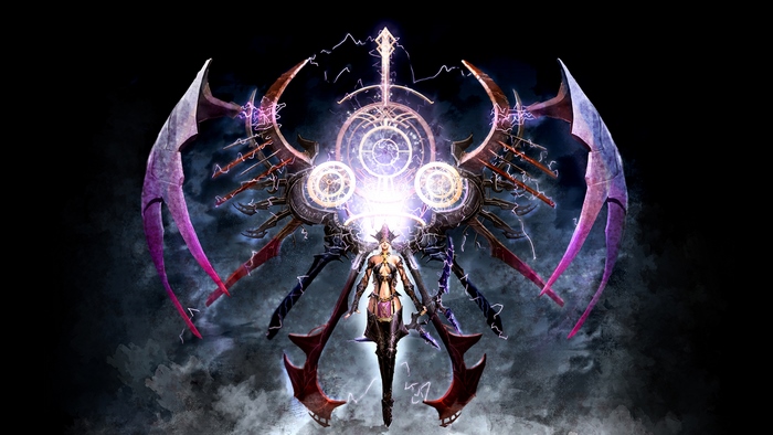 Dekaron character with mechanical wings and energy