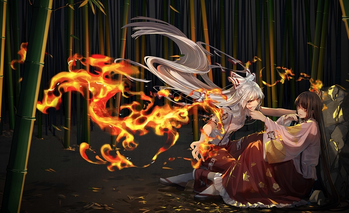 Kaguya Houraisan and Fujiwara no Mokou from Touhou 4K
