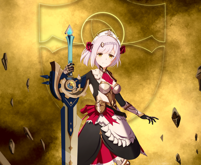 Noelle from Genshin Impact with a large sword