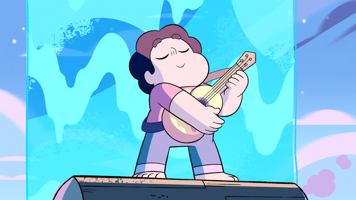 Steven from Steven Universe playing a ukulele