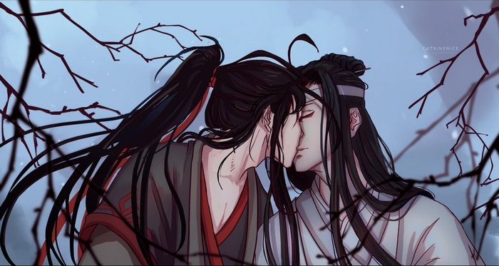 Mo Dao Zu Shi: Lan Wangji and Wei Wuxian kissing