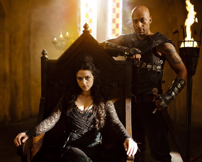 Morgana from Merlin on the Throne with a Guard