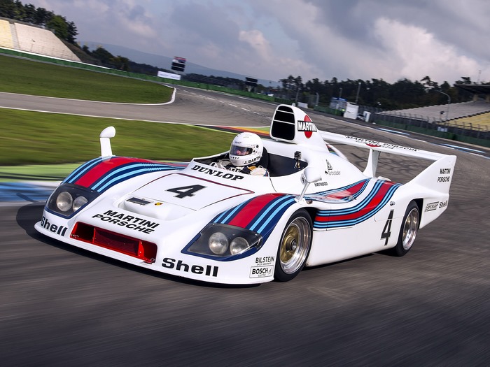 Porsche 936-77 Spider race car with Martini Racing livery