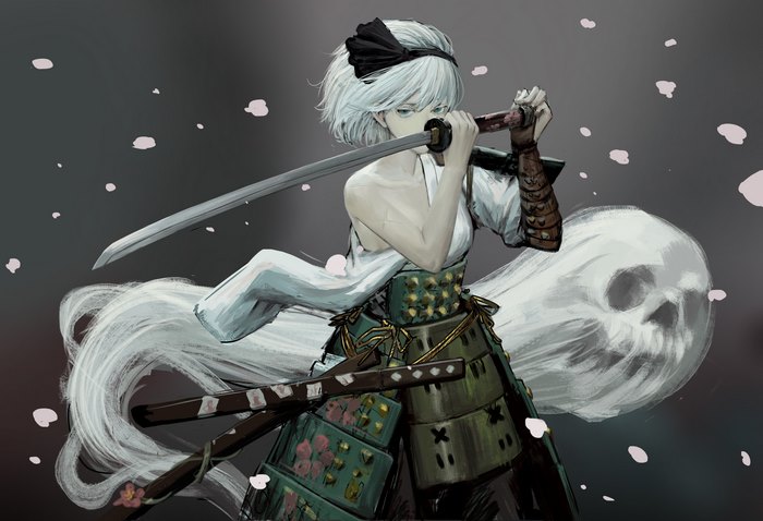 Youmu Konpaku from Touhou with a sword
