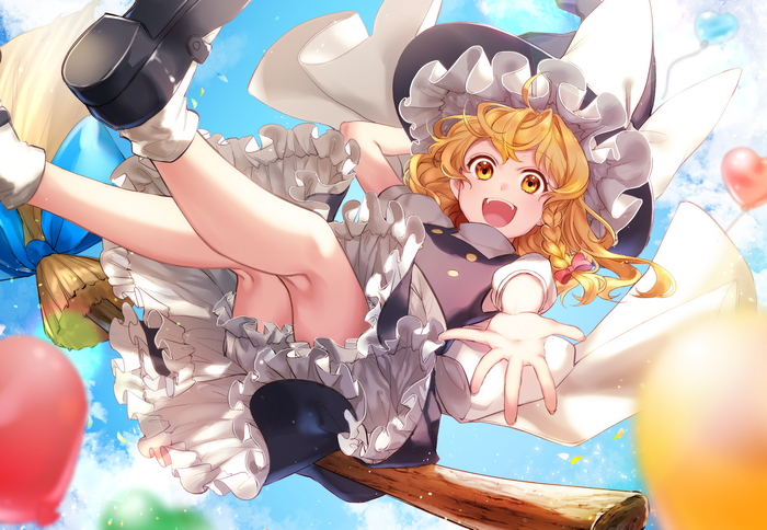 Marisa Kirisame from Touhou Project flying on a broomstick