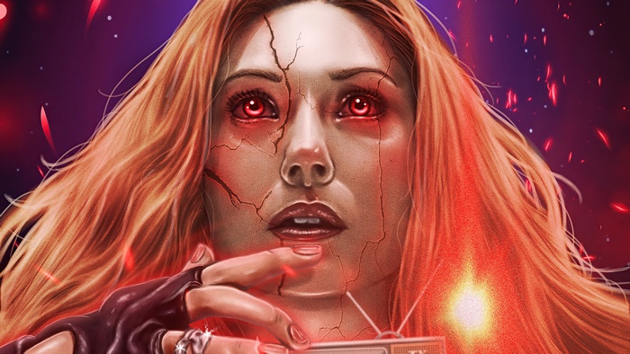 Scarlet Witch Intense Glowing Eyes 4K