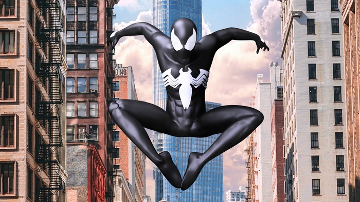 Spider-Man in Black Suit from Marvel Comics 4K