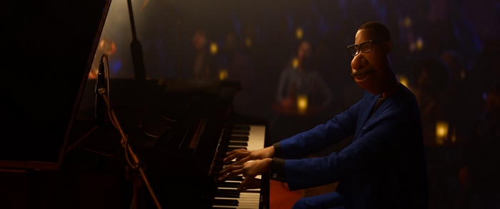Joe Gardner from Soul playing piano