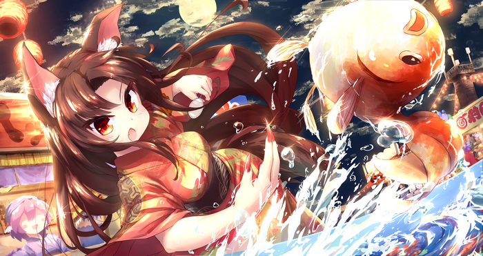 Mystia Lorelei from Touhou with a goldfish