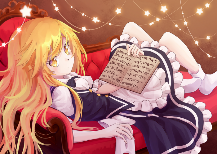 Marisa Kirisame from Touhou Project reading a book