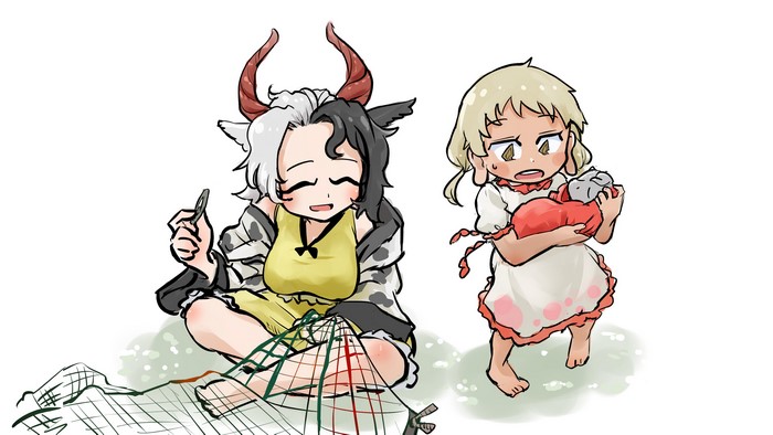 Eika Ebisu and Urumi Ushizaki from Touhou