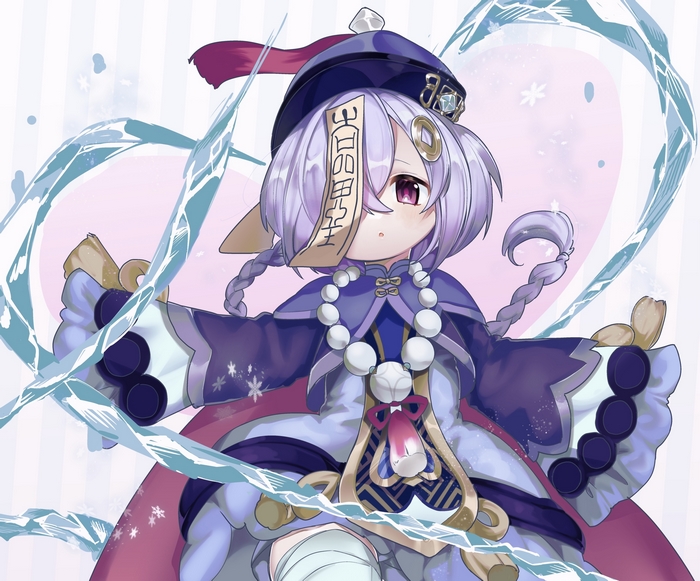 Qiqi from Genshin Impact with ice effects