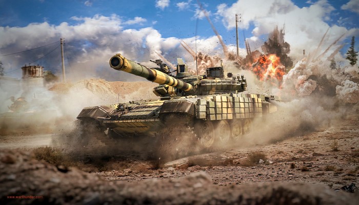 Tank in War Thunder during an explosion