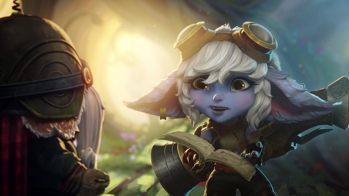 Tristana from League of Legends and a Yordle