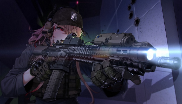 M4 Sopmod II from Girls Frontline holding a rifle
