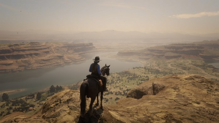 Red Dead Redemption 2 - Man on Horse Overlooking Canyon