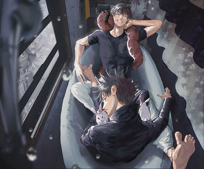 Toji and Megumi Fushiguro in Bathtub Scene