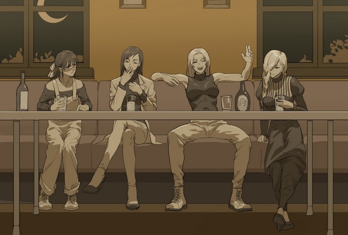 Mei Mei, Yuki Tsukumo, Shoko Ieiri and Utahime Iori Sitting