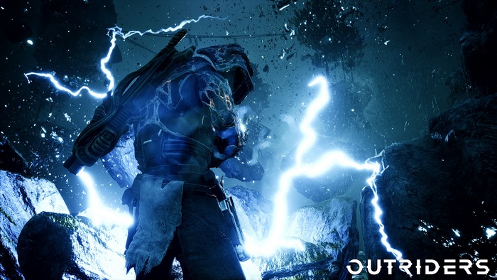 Outriders character with lightning