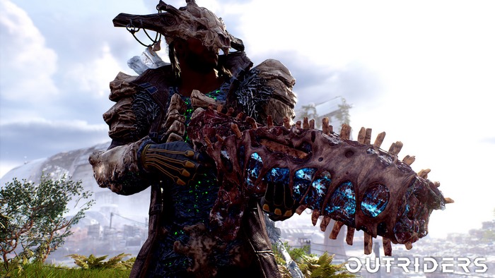 Outriders character with bone weapon