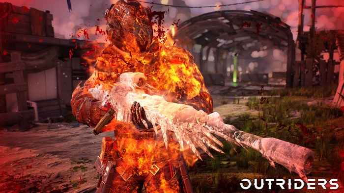 Outriders Pyromancer with frozen sniper rifle