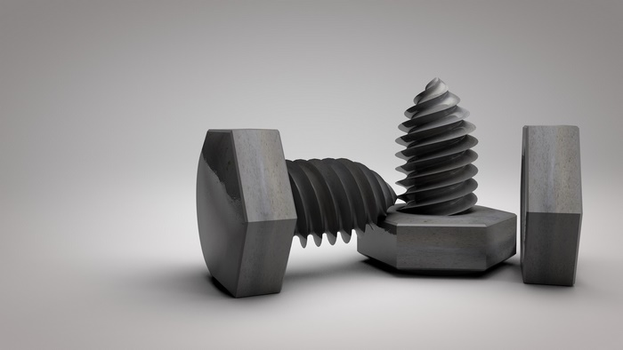 Abstract metal bolts and nuts CGI