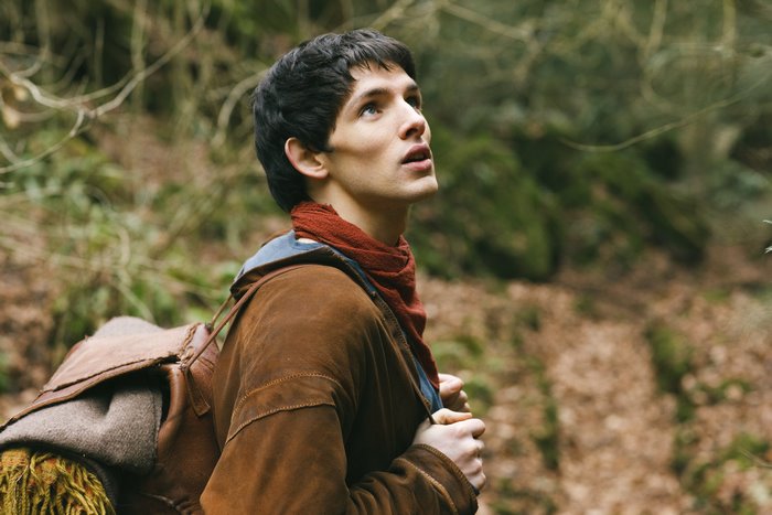 Colin Morgan as Merlin in a forest