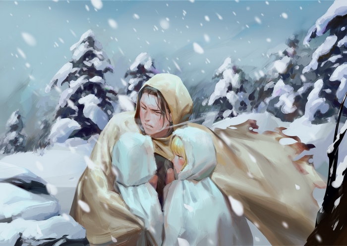 Nanako and Mimiko from Jujutsu Kaisen in snow