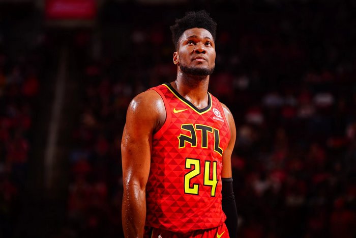 Bruno Fernando wearing Atlanta Hawks jersey #24