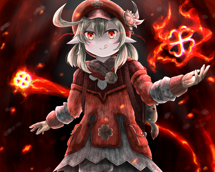 Klee from Genshin Impact with fire magic